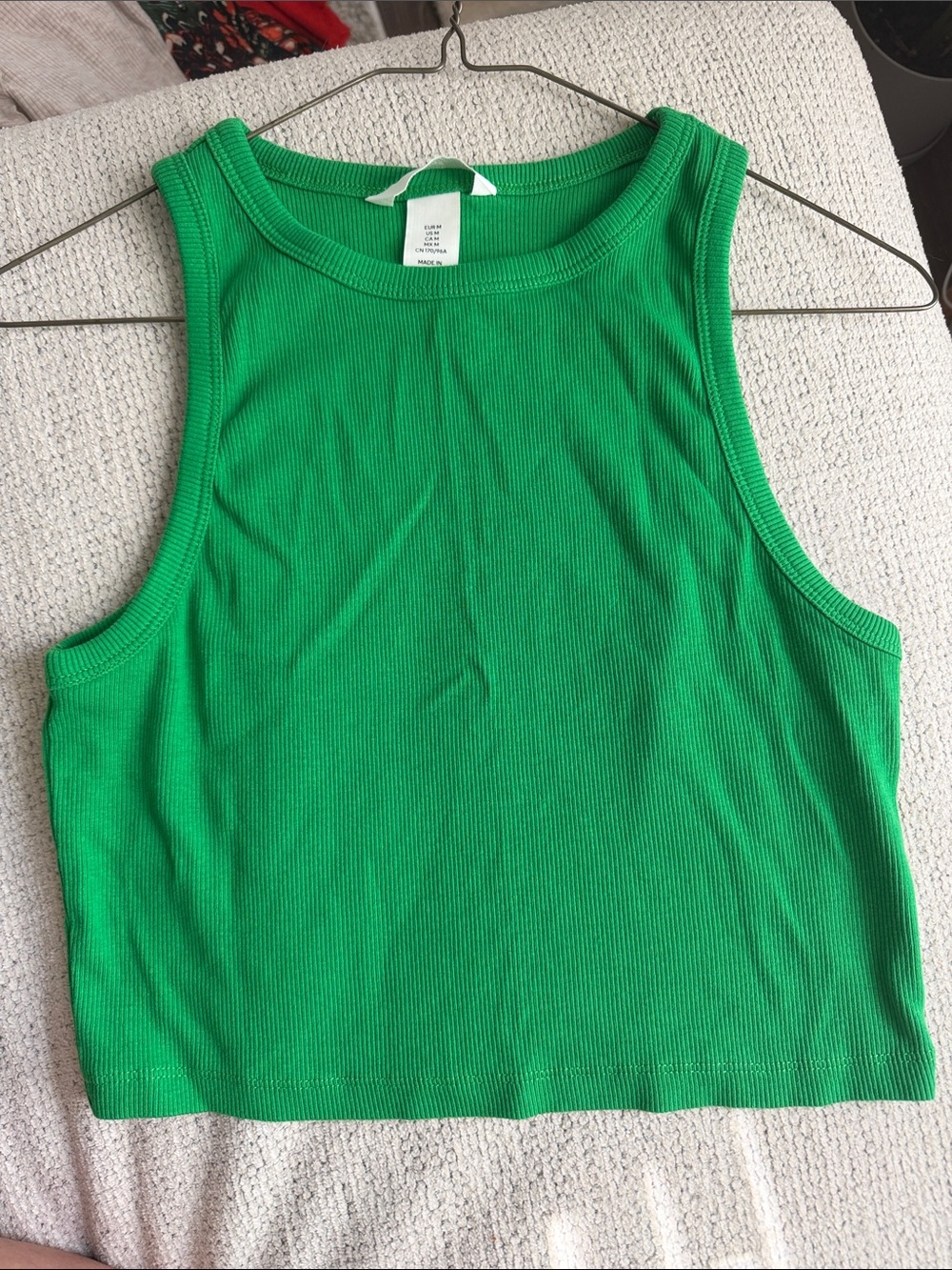 Green Ribbed Tank Crop Top - H&M